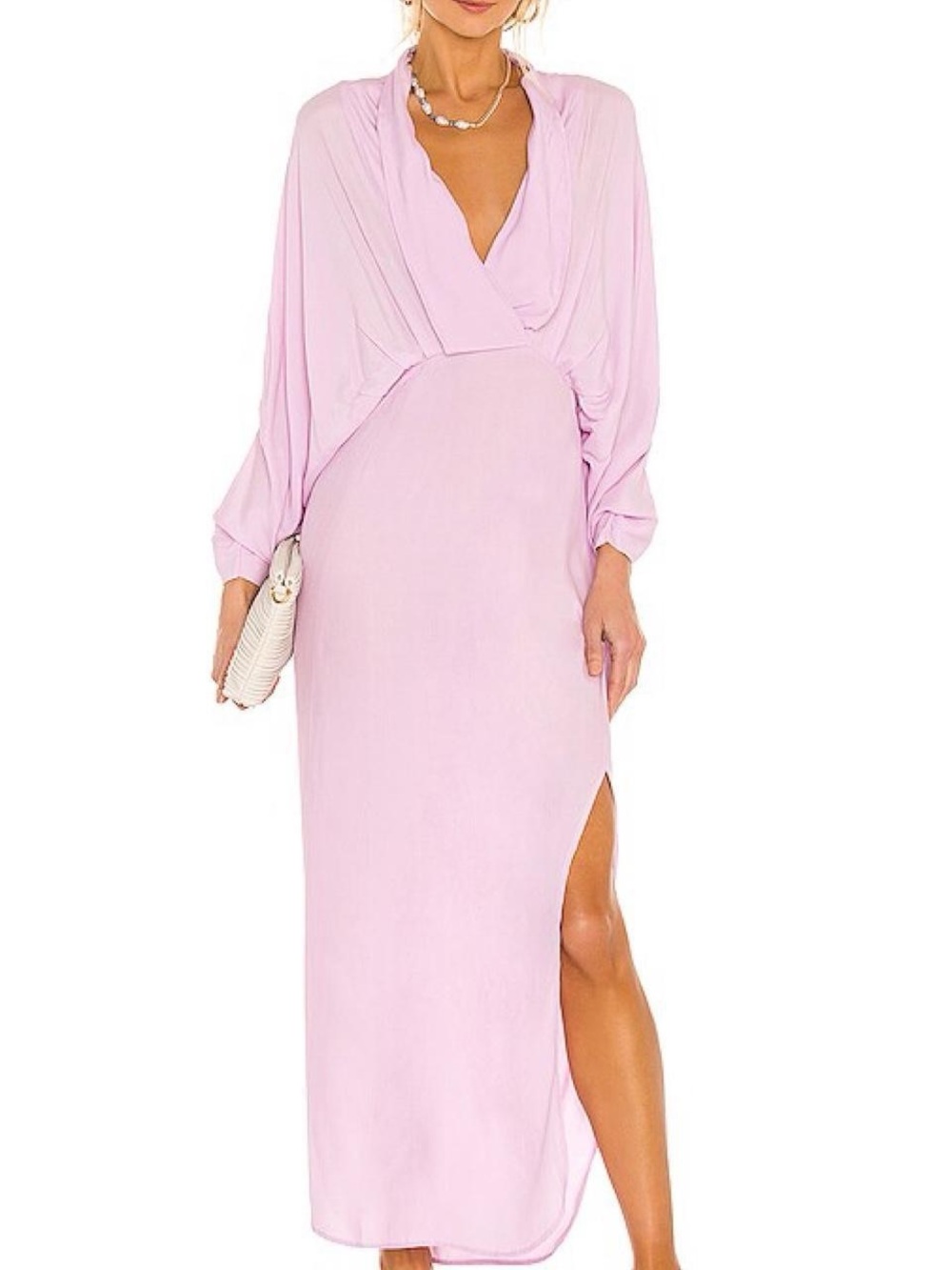 SWF Sunset Dress in Resurrection, a long-sleeved lavender maxi dress